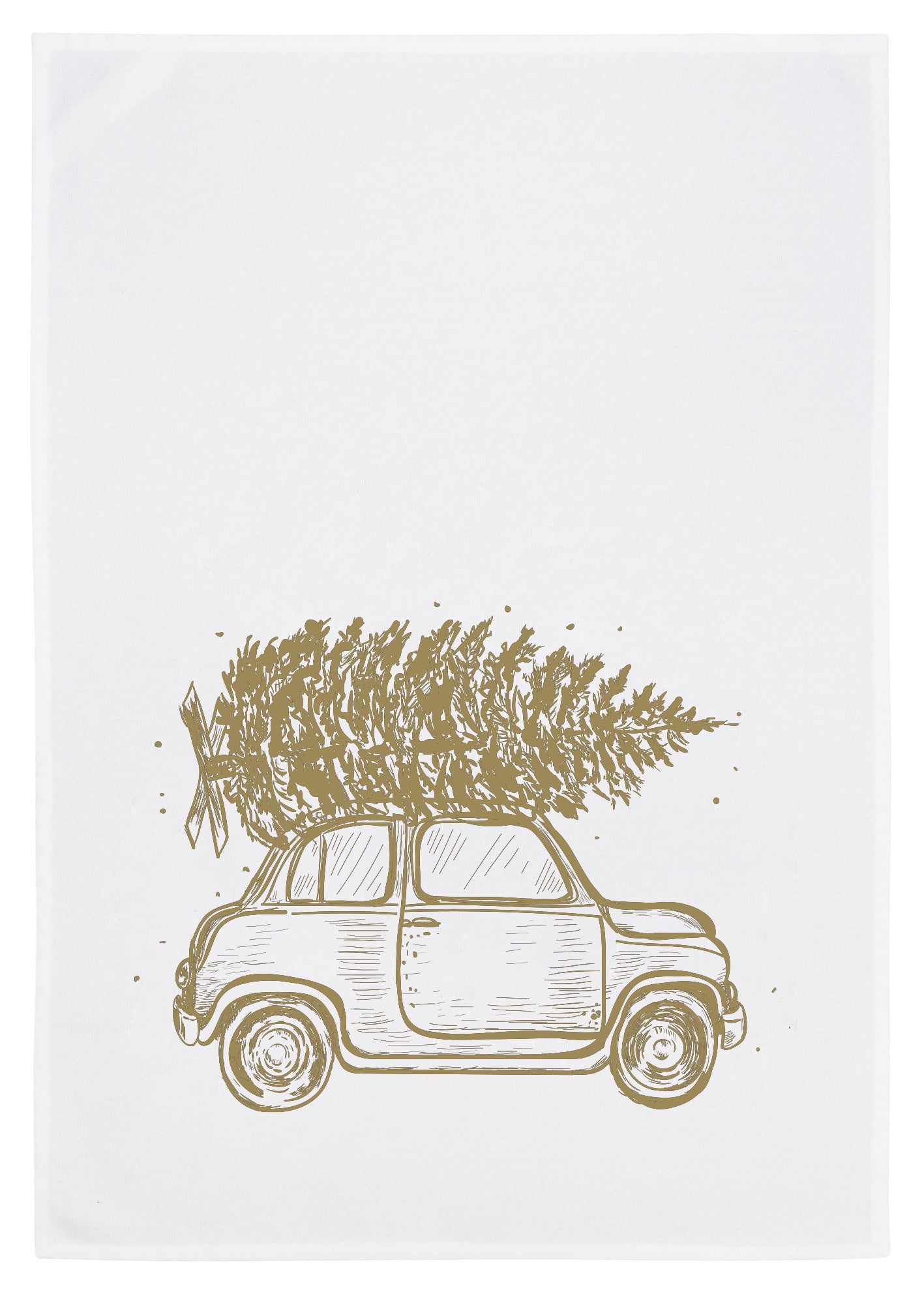 Geschirrtuch Baum mit Auto, gold