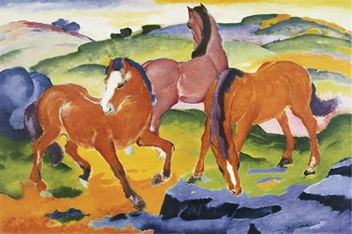 Kunstdruck Franz Marc: Die roten Pferde (1911)