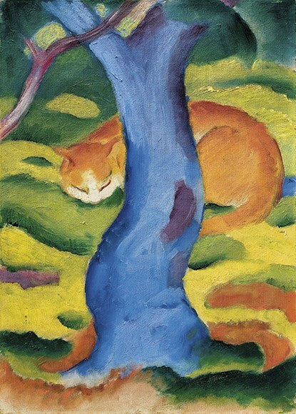Kunstdruck Franz Marc: Katze hinter einem Baum (1910/1911)