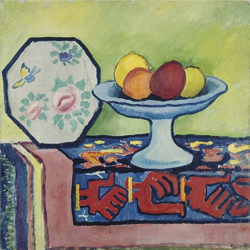 August Macke: Stillleben mit Apfelschale und japanischem Fächer, 1911